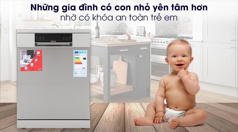 Máy rửa bát độc lập Galanz W60B1A401M-AE5(SS) 9 Tính năng khoá trẻ em an toàn tuyệt đối