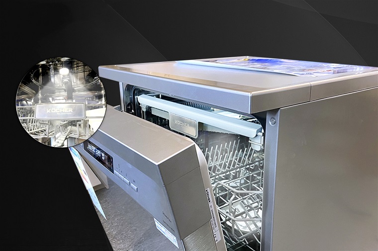 Máy rửa bát Kocher KDEU-8835 (15 bộ) 11 7. Tích hợp đèn Led siêu sáng bên trong máy rửa bát chén Kocher KDEU-8835.