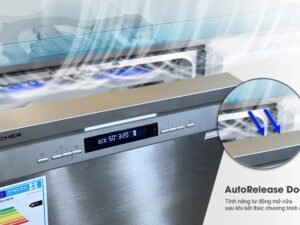Máy rửa bát Kocher KDEU-8835BL (15 bộ) 5 5. Chế độ tự động sấy khô sau khi kết thúc chương trình rửa.