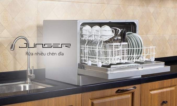 Máy rửa bát độc lập Junger MDWJ-101 8 Công suất rửa 6 bộ chén đĩa Châu Âu phù hợp gia đình có từ 2-3 người