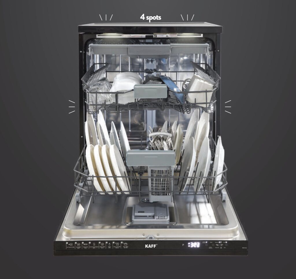 1. Máy rửa bát Kaff KF D65ERIS công suất rửa lên 15 bộ chén đĩa châu Âu