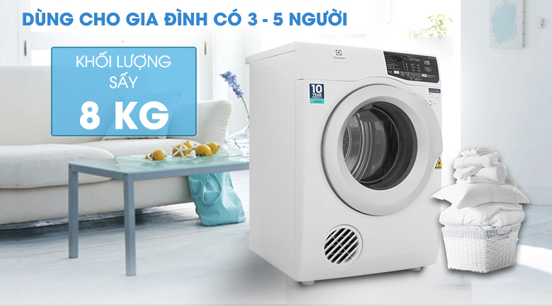 【Top 5】Máy sấy quần áo Electrolux mới nhất hiện nay 19 Máy sấy thông hơi Electrolux 8kg EDV805JQWA