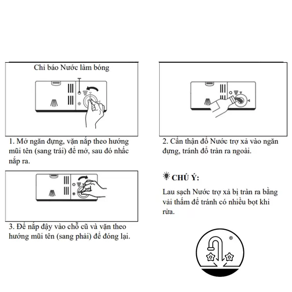 Hướng dẫn sử dụng máy rửa bát Beko đúng chuẩn【Xem ngay】 2 Bước 3: Cho muối chuyên dụng và chất tẩy rửa vào máy