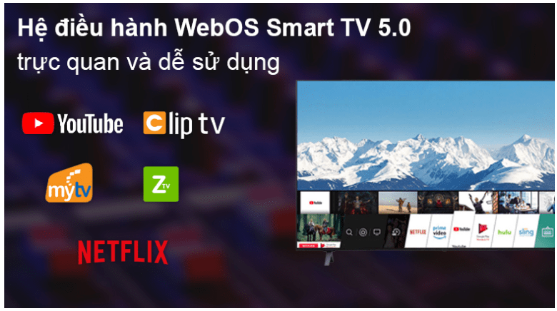 9. Tivi LG 4K 50 Inch 50NANO77TPA giá rẻ sở hữu hệ điều hành WebOS Smart TV 5.0 thân thiện, dễ sử dụng