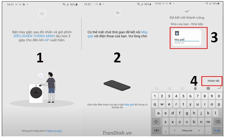 Đặt tên mà bạn muốn cho máy giặt và chọn mục "Hoàn tất" ở bên dưới