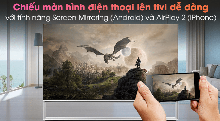 Chiếu nội dung màn hình điện thoại lên tivi thông qua Screen Mirroring và AirPlay 2
