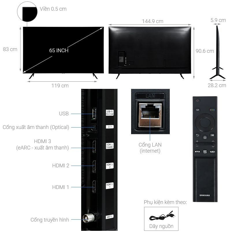 3. Smart Tivi Samsung 4K Crystal UHD 65 inch UA65AU7200 - Giá 21.500.000đ