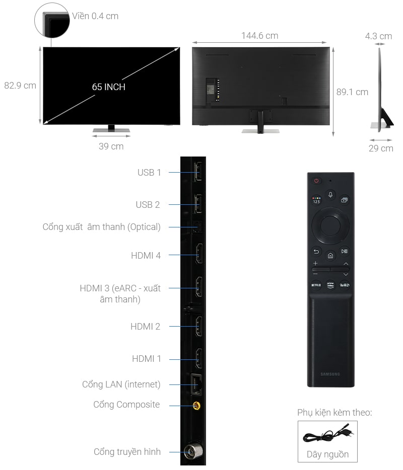 6. Smart Tivi Neo QLED 4K 65 inch Samsung QA65QN85A - Giá: 36.000.000đ