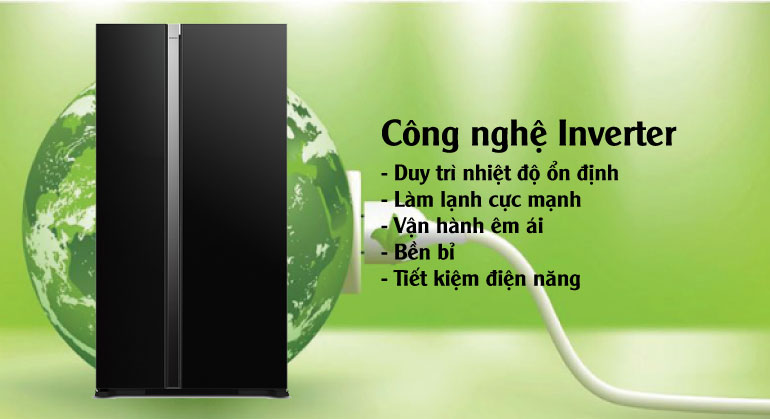 Tủ lạnh SBS Hitachi inverter 595 lít R-S800PGV0(GBK) tiết Kiệm Điện Năng Inverter cùng Hệ Thống Quạt Kép