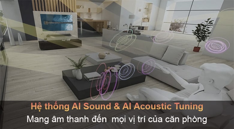 Tivi LG 43UP7750PTB lan tỏa âm thanh tốt hơn với bộ xử lý âm thanh Al Sound và Al Acoustic Tuning