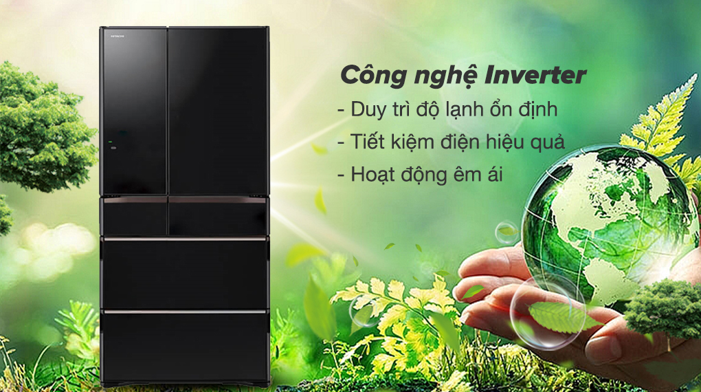 Tủ lạnh Hitachi Inverter 615 lít R-WX620KV - Công nghệ tiết kiệm điện