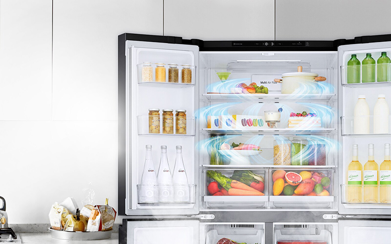 Tủ lạnh LG Inverter 530 lít GR-B53PS làm lạnh đa chiều Hai ngăn rau quả chuyên biệt, duy trì độ ẩm tối ưu