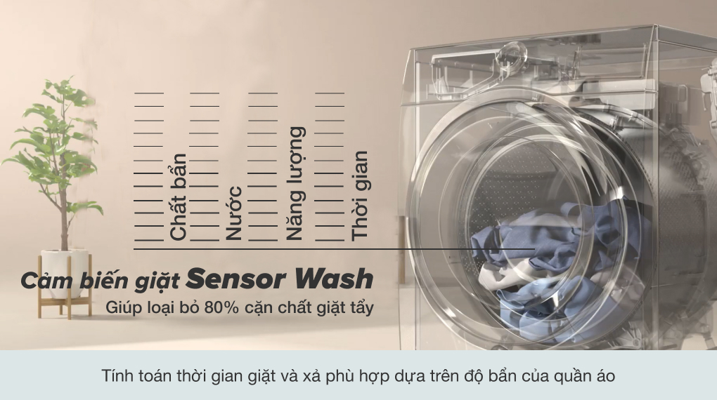 Máy giặt Electrolux Inverter EWF1141R9SB thông qua cảm biến Sensor Wash