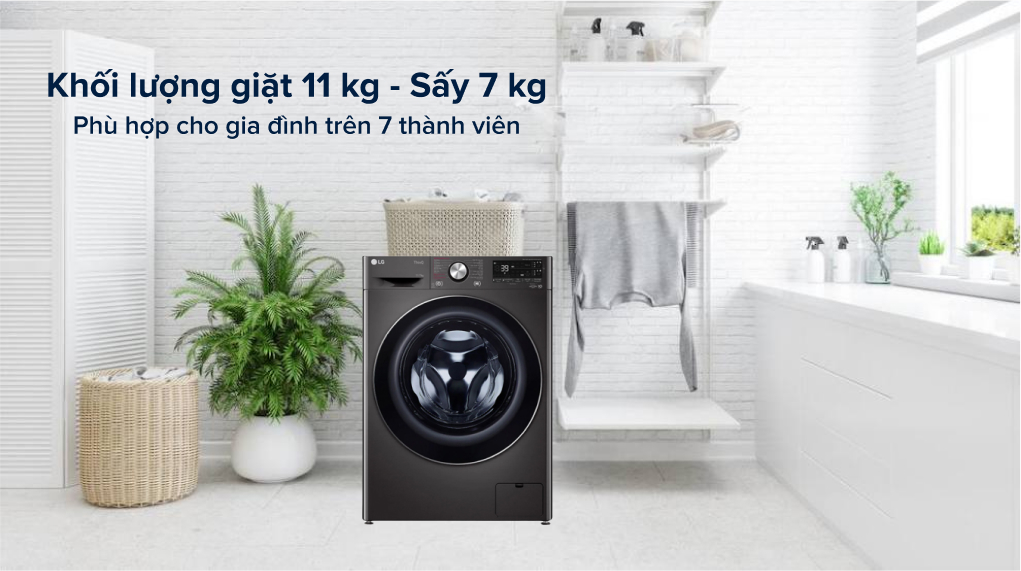 Máy giặt sấy LG Inverter 11 kg FV1411H3BA với khối lượng giặt và chương trình giặt