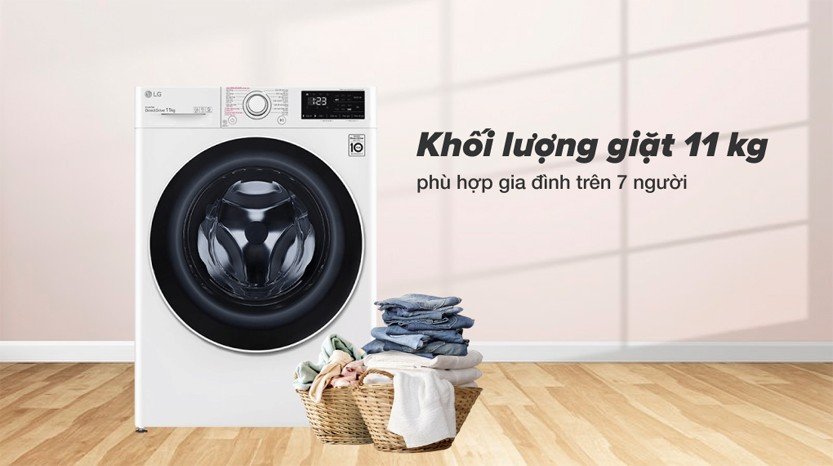Khối lượng và chương trình giặt của máy giặt LG 11 kg FV1411S4WA