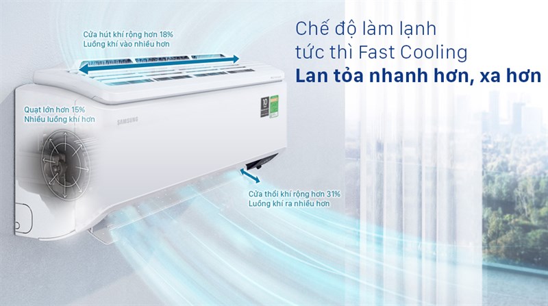 Máy lạnh Samsung Digital Inverter 9,400 BTu/h (F-AR10TYHYCW20) 5 Điều hòa Samsung inverter F-AR10TYHYCW20 chế độ làm lạnh tức thì Fast Cooling