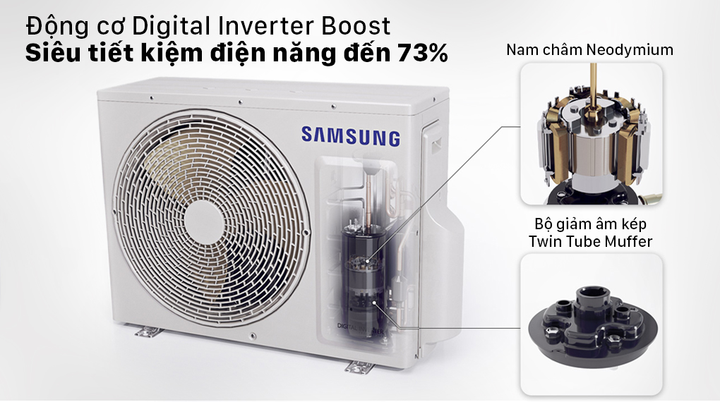 Máy lạnh Samsung Digital Inverter 9,400 BTu/h (F-AR10TYHYCW20) 4 Tiết kiệm điện đến 73% nhờ công nghệ Digital Inverter Boost