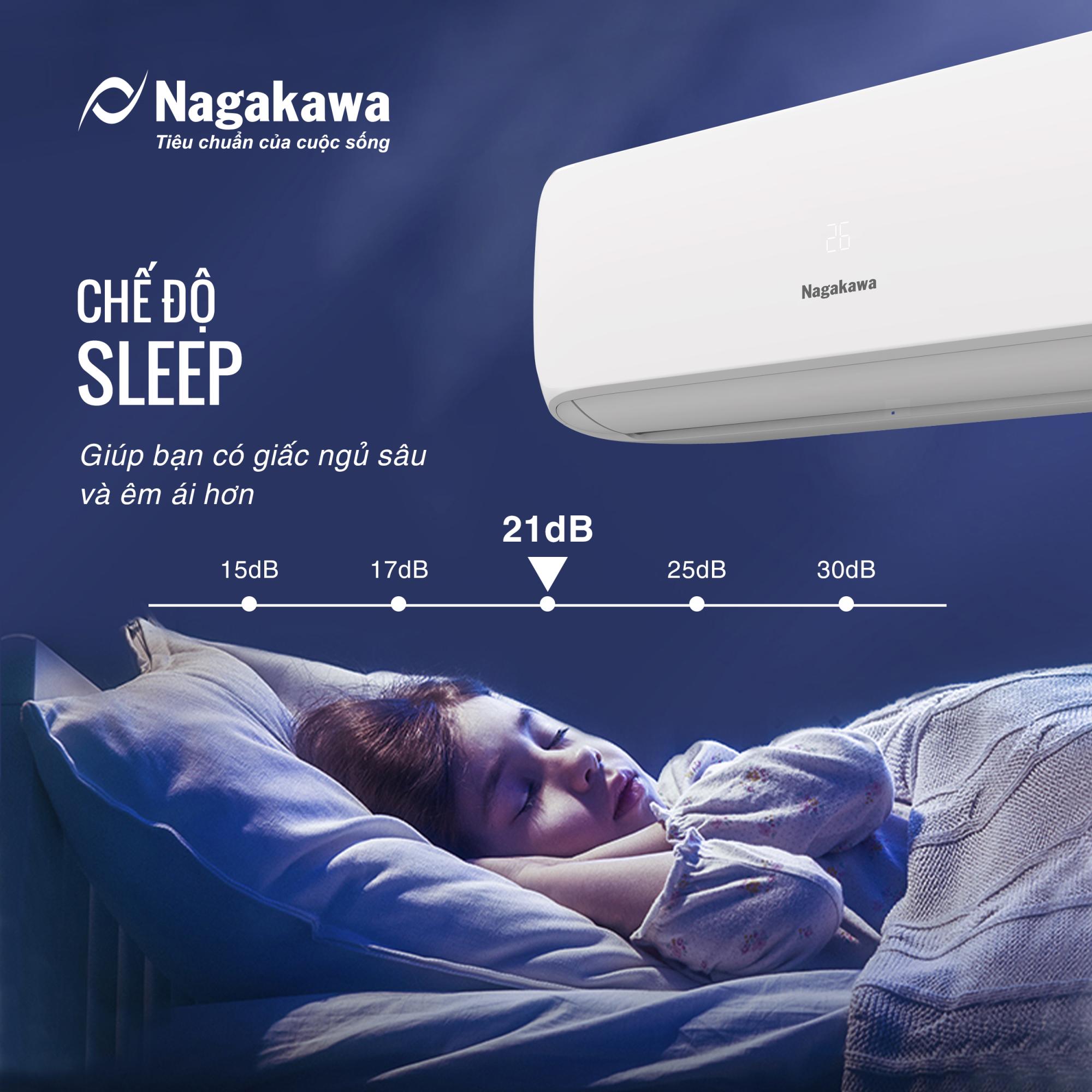 Chế độ ngủ ngon Sleep của máy lạnh Nagakawa NIS-C09R2H12 1 chiều inverter 1HP