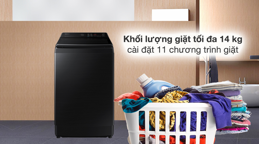 Khối lượng giặt và chương trình giặt trên Máy giặt Samsung WA14CG5886BVSV 14kg Inverter