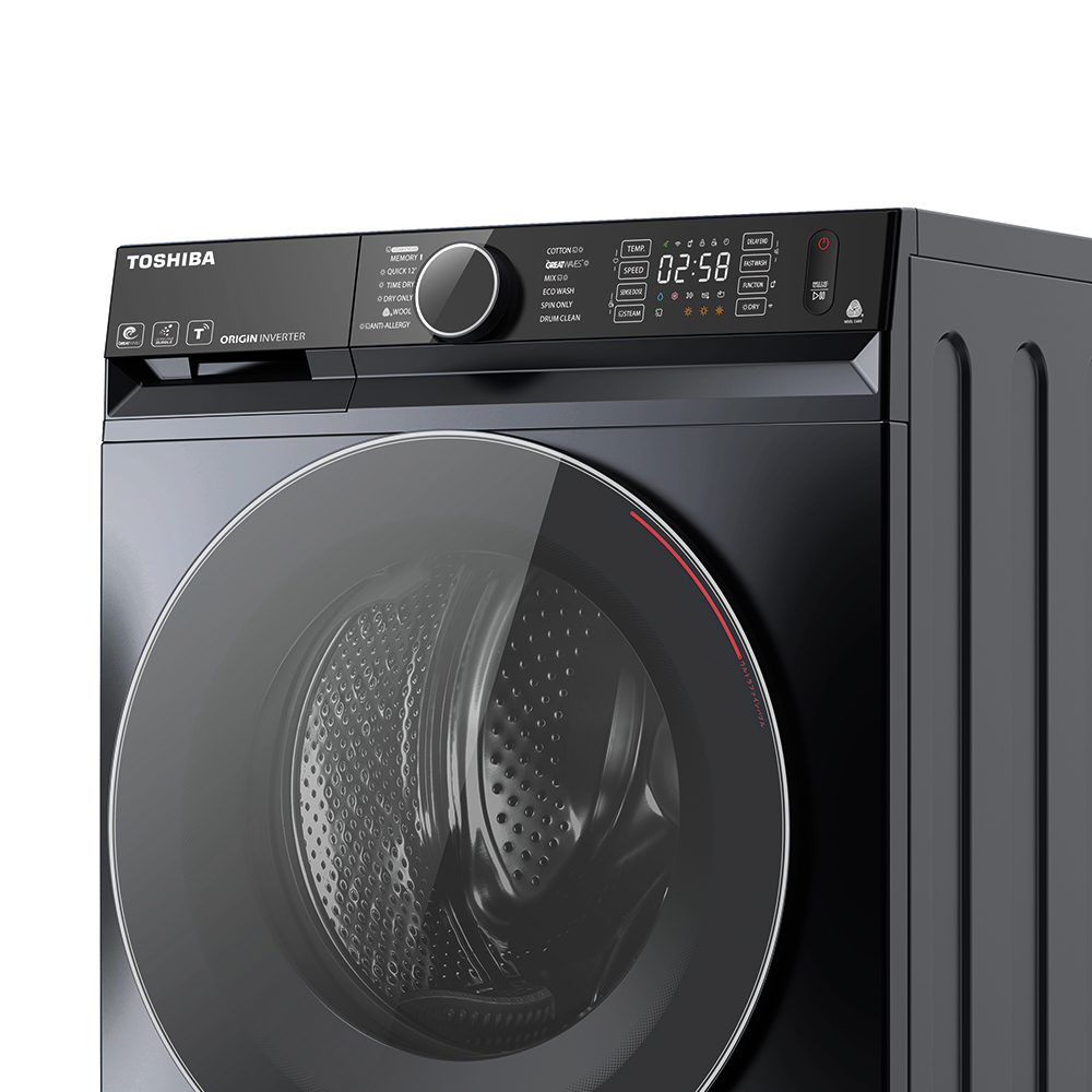 Máy giặt sấy Toshiba TWD-BM135GF4V (MG) inverter 12.5 kg - Thiết kế vỏ thép xám bạc đẳng cấp