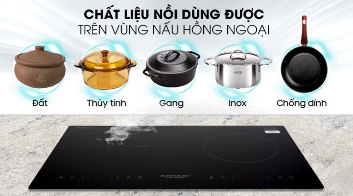 Bếp hồng ngoại cơ Sunhouse SHD6011 9 Không kén nồi, chảo