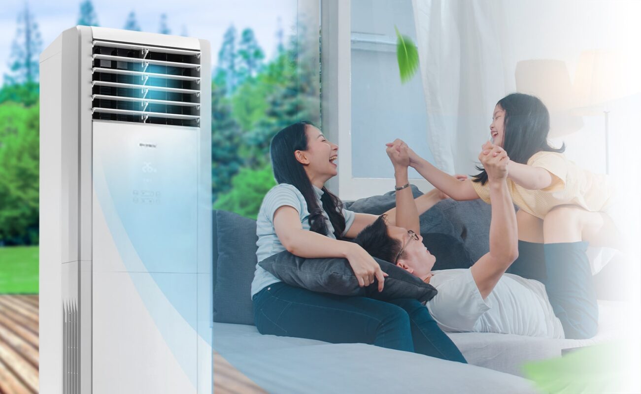 Điều hòa cây Gree GVC24AL-K6NNC7A mát lạnh tự nhiên với công nghệ REAL COOL