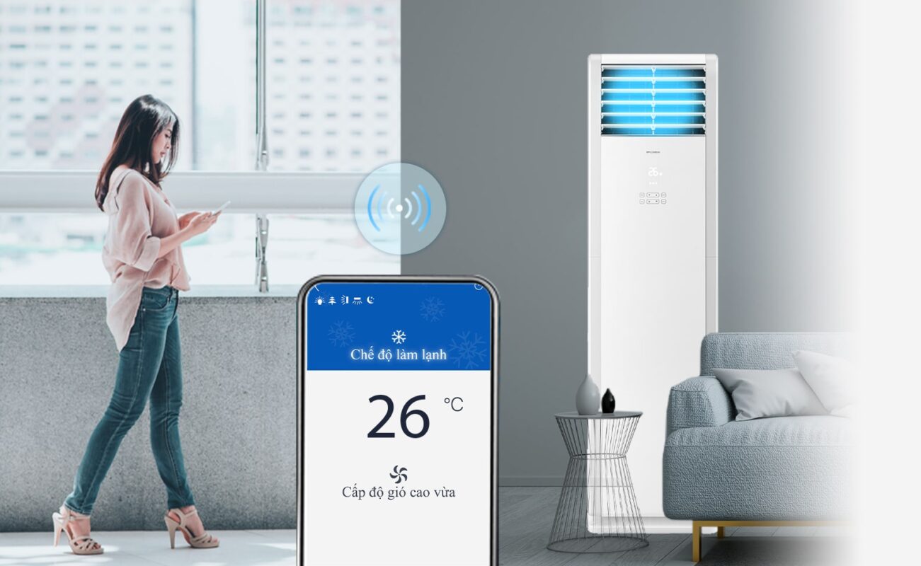 Điều hòa cây Gree GVC24AL-K6NNC7A 18000BTU còn được tích hợp Wifi