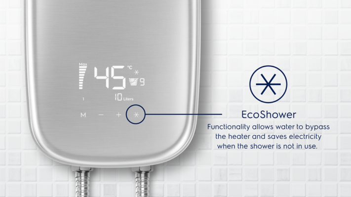 Công nghệ EcoShower giúp bạn theo dõi dễ dàng lưu lượng nước đã sử dụng