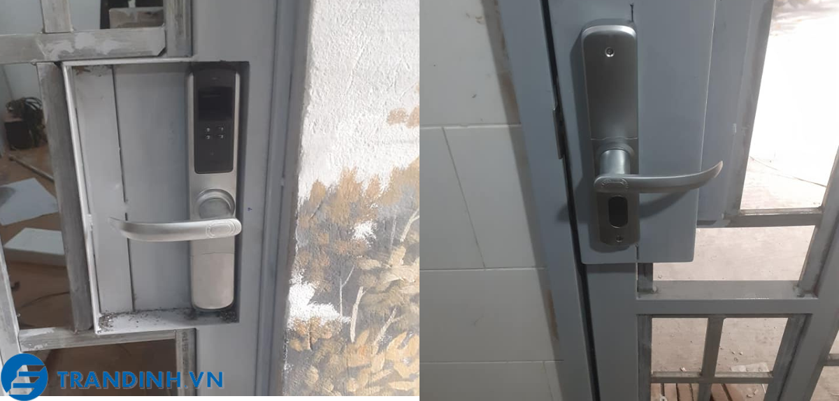 Hình ảnh lắp đặt khoá cửa Adel cho khách hàng