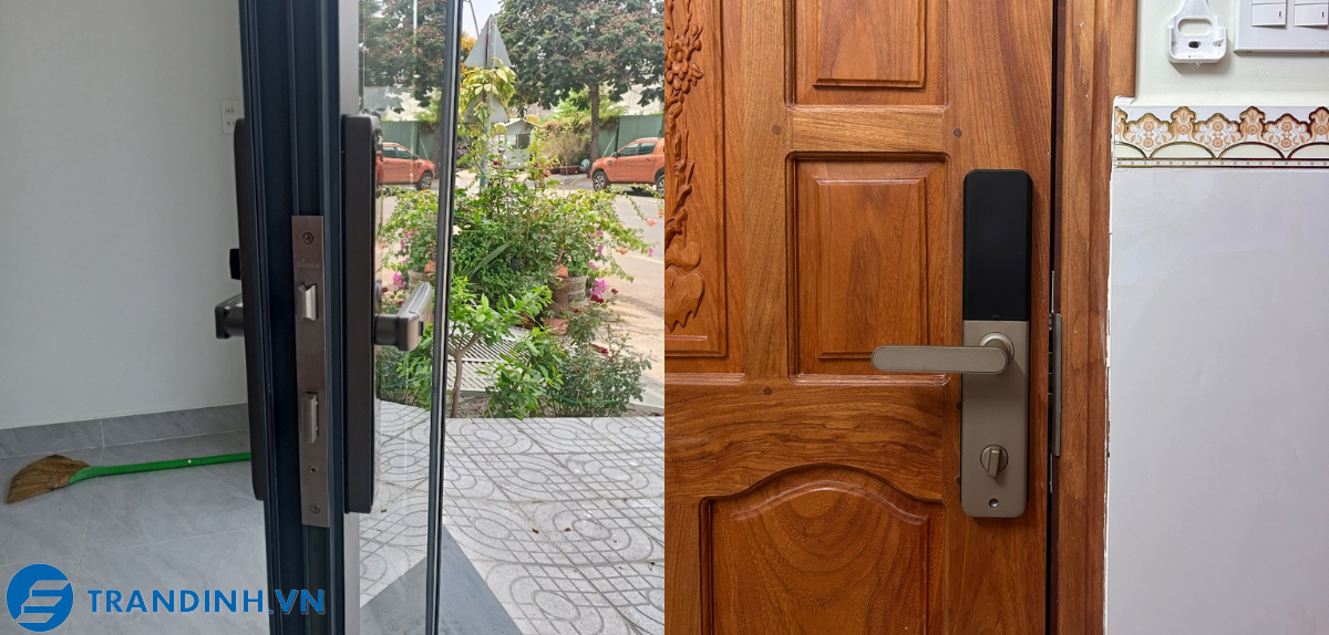 Hình ảnh lắp đặt khoá cửa Demax.