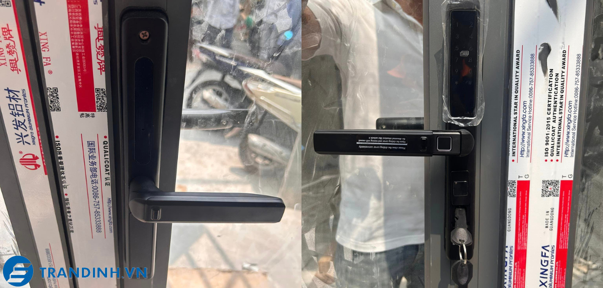 Hình ảnh lắp đặt khoá cửa Demax.