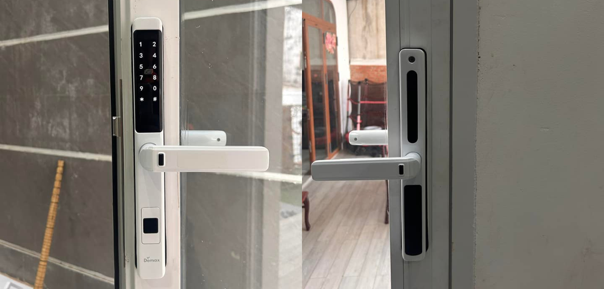 Hình ảnh lắp đặt khoá điện tử Demax.