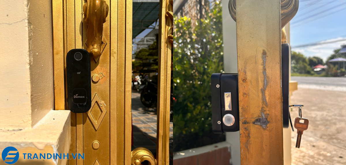 Hình ảnh lắp đặt khoá cửa Demax.