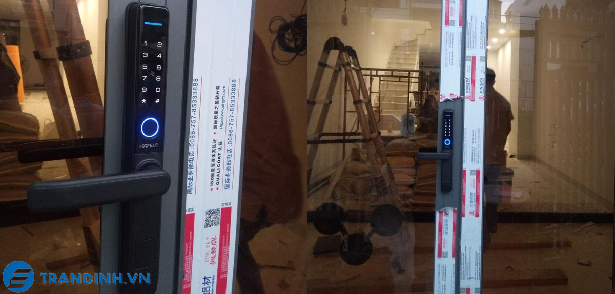 Khoá cửa mã số, thẻ từ Hafele EL8000 1 Hình ảnh lắp đặt khoá điện tử Hafele