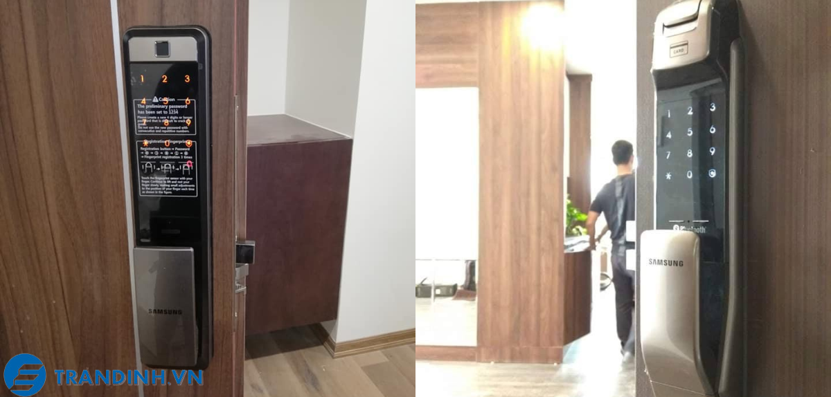 Hình ảnh lắp đặt khóa điện tử samsung