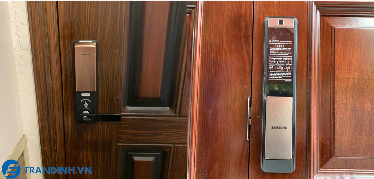 Hình ảnh lắp đặt khóa điện tử samsung