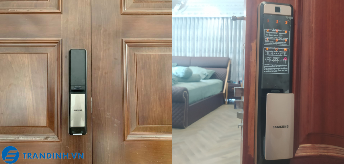 Hình ảnh lắp đặt khóa điện tử samsung