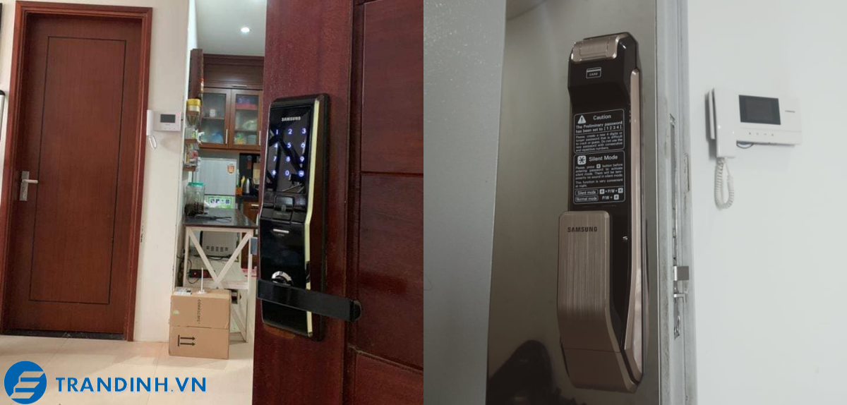 Hình ảnh lắp đặt khóa điện tử samsung