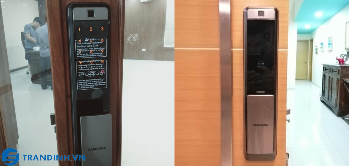 Hình ảnh lắp đặt khóa điện tử samsung