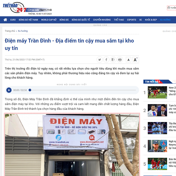 Giới thiệu 37 bao the thao247 ve tran dinh