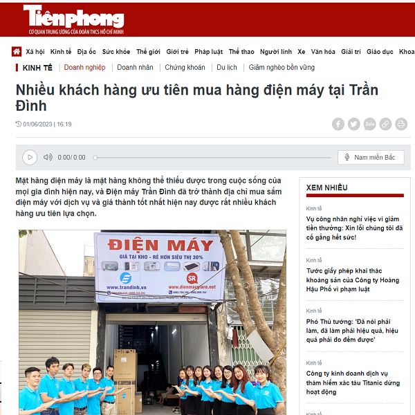 Giới thiệu 36 bao tien phong ve tran dinh