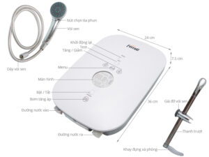 Bình nóng lạnh trực tiếp Ferroli DIVO SDP 4.5S 4500KW 9 may nuoc nong ferroli divo sdp 45kw bac