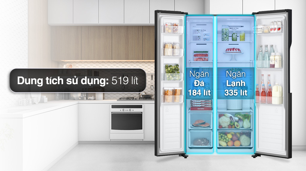Tủ lạnh LG Inverter 519 lít GR-B256BL dung tích rộng