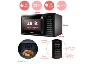 Lò vi sóng Samsung MC28H5015AK 28 lít có nướng 5 lo vi song samsung mc28h5015ak sv 10013707