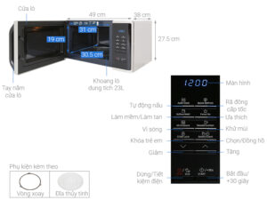 Lò vi sóng Samsung MS23K3513AS/SV-N 23 lít 7 lo vi song samsung ms23k3513as sv n 23 lit