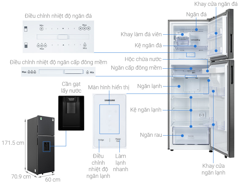 Tủ lạnh Samsung Inverter 345 lít RT35CG5544B1SV- thông số