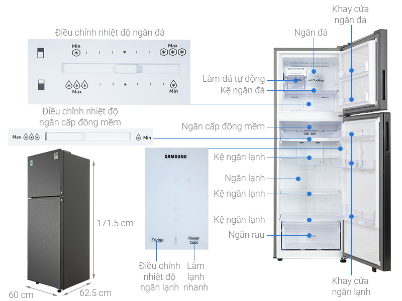 Thông số lắp đặt Tủ lạnh Samsung Inverter 305 lít RT31CG5424B1SV