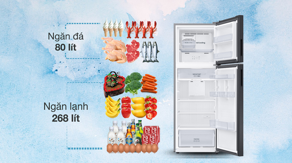Tủ lạnh Samsung Inverter 348 lít RT35CG5424B1SV - Dung tích ngăn đá 80 lít, ngăn lạnh 268 lít