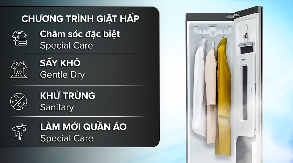 Tủ chăm sóc quần áo thông minh LG S3MFC - Chương trình giặt 