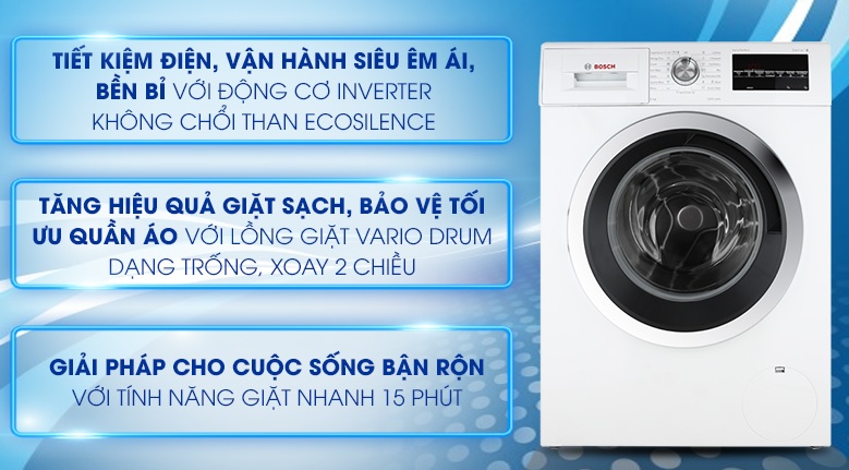 Máy giặt Bosch trang bị nhiều tính năng công nghệ hiện đại